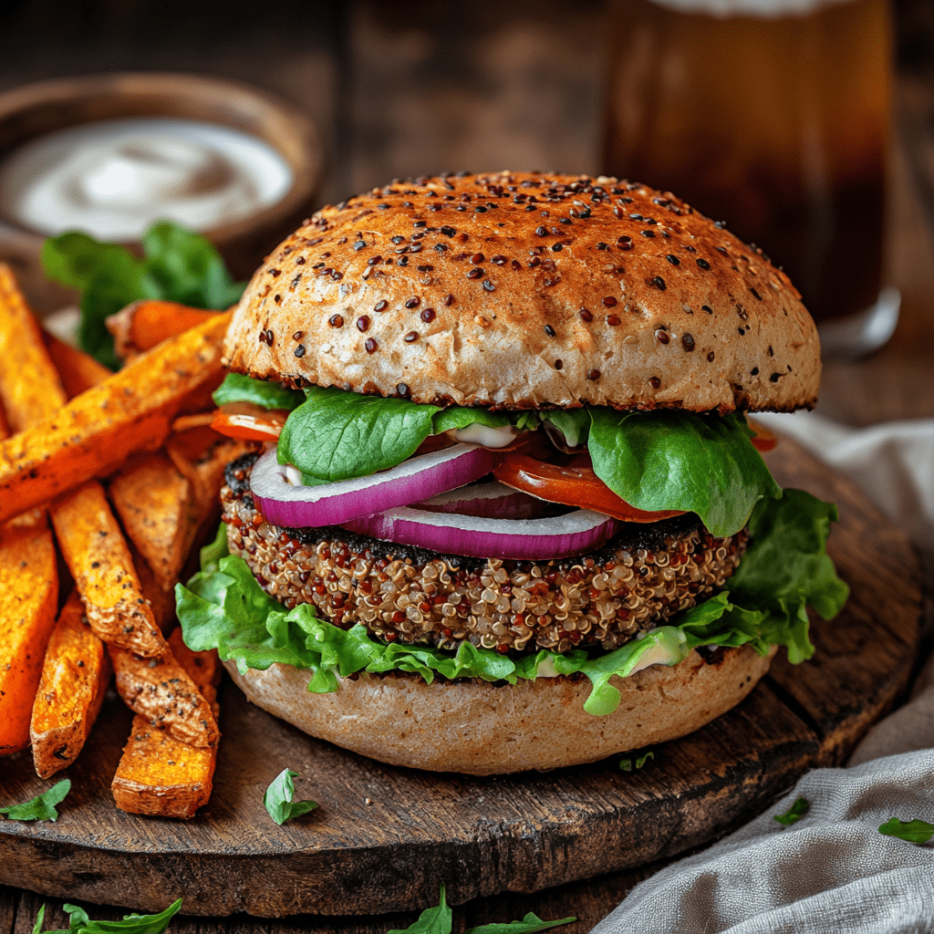 Vegan Air-Fryer Black Bean Quinoa Burgers: Healthy & Fast